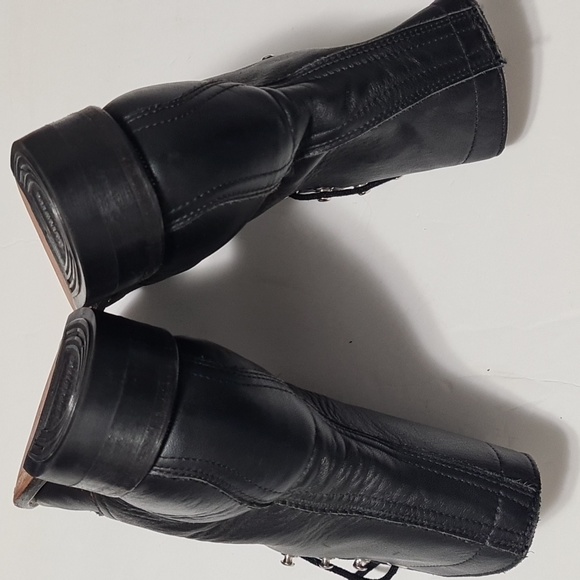 Boulet Women’s Leather Cowboy Kiltie Western Packer Biltrite sole boots black 5 - Picture 9 of 13